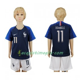 Divisa di Calcio Francia Dembele 11 Bambino Prima Mondiali 2018